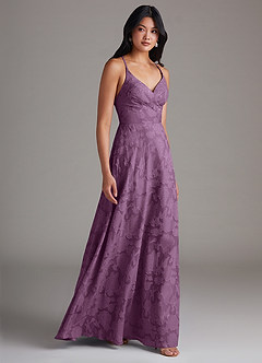 Azazie Davis Bridesmaid Dresses Wisteria A-Line Pleated Floral Burnout Dress image4