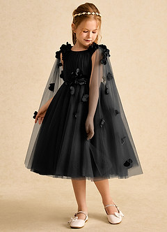 Azazie Staria Blumenmädchenkleider Ballkleid Gestreift Tüll Kleid Schwarz image5