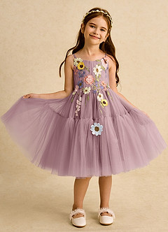 Azazie Osea Robe Demoiselle D'honneur Fillette Robe Princesse en Tulle Plissée Rose Poussiéreuse image8