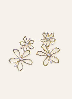 front Orecchini vistosi con perle di cristallo a forma di fiore