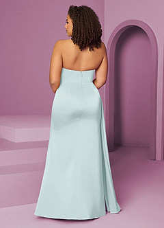 Barbie ♥ Azazie Vestidos de damas de honor Vestido de Neblina de Satén Elástico de Corte Sirena con Plisado image12