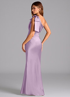 Azazie Yuanna Bridesmaid Dresses Frosted Lilac Mermaid One Shoulder Stretch Satin Dress image6