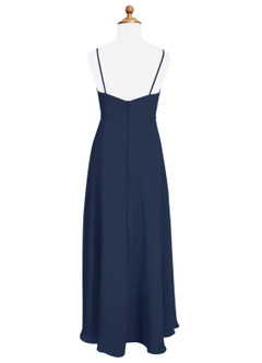Azazie Naeem Junior Dark Navy A-Line Ruched Chiffon Dress image5