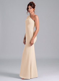 Azazie Rinna Bridesmaid Dresses White Alabaster Mermaid One Shoulder Chiffon Dress image4