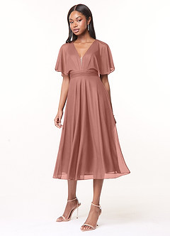 Azazie Tinsley Bridesmaid Dresses Cedar Rose A-Line Pleated Mesh Dress image3