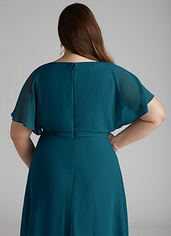 Azazie Aaliyah Modest Bridesmaid Dresses A-Line Scoop Pleated Chiffon Floor-Length Dress image10