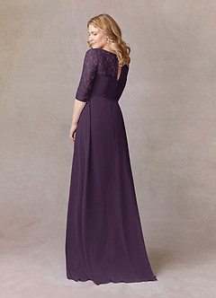 Azazie Leonine Kleider für die Brautmutter A-Linie Schaufel Spitze Chiffon Kleid Pflaume image4