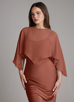 Azazie Ambra Bridesmaid Dresses Auburn Mermaid Pleated Stretch Satin Dress image4