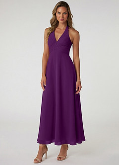 Azazie Tessie Bridesmaid Dresses Grape A-Line Pleated Chiffon Dress image1