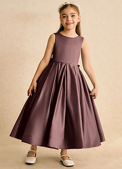 Azazie Cailee Flower Girl Klänningar Klä Balklänning i Matt satäng Plisserad image5
