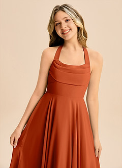 Azazie Kady Junior Burnt Orange A-Line Sweetheart Neckline Chiffon Dress image6