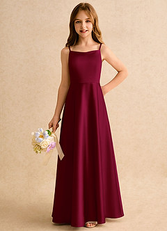 Azazie Joella Girls Formal Flower Girl Klänningar Klä A-Line i Stretch Satin Plisserad image3