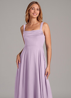 Azazie Shaude Bridesmaid Dresses Frosted Lilac A-Line Pleated Chiffon Dress image5