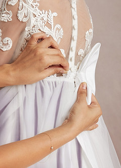 Azazie Elodie Flower Girl Dresses Ivory Grape Ball-Gown Lace Dress image9