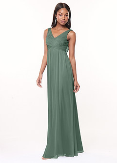 Azazie Oceana Final Sale Dusty Rose A-Line V-Neck Pleated Mesh Dress image3