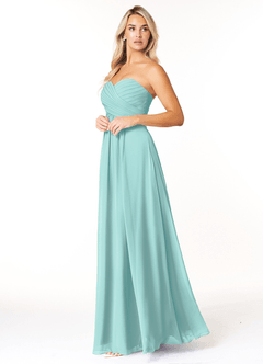 Azazie Yazmin Bridesmaid Dresses Aqua A-Line Sweetheart Neckline Chiffon Convertible Dress image3