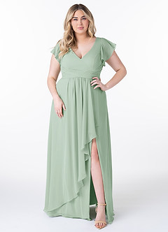 Azazie Omari Bridesmaid Dresses Agave A-Line Chiffon Dress image7