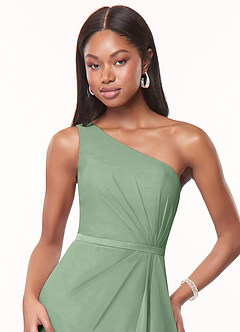 Azazie Liza Vestidos de madrinha de casamento Vestir Matchá de Chiffon de sereia com Um ombro image5