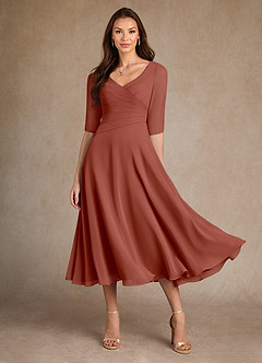 Azazie Durant Mother of the Bride Dresses Auburn A-Line Pleated Chiffon Dress image2