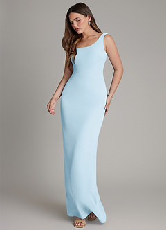 Azazie Hadley Bridesmaid Dresses Sky Blue Mermaid Pleated Chiffon Dress image3