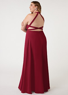Azazie Clarice Bridesmaid Dresses Burgundy A-Line Halter Chiffon Dress image12