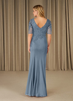 Azazie Ivanna Mother of the Bride Dresses Dusty Blue Mermaid Lace Dress image2