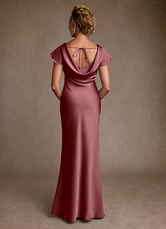 Azazie Shelby Mother of the Bride Dresses Desert Rose Mermaid Pleated Stretch Satin Dress image2
