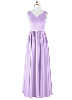 Azazie Hathaway Junior Lilac A-Line Bow Stretch Satin Dress image7