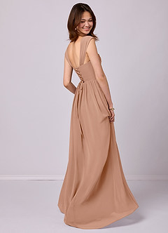 Barbie ♥ Azazie Bridesmaid Dresses Champagne Rose A-Line Corset Chiffon Dress image4