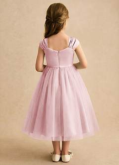 Azazie Yosemite Abiti da Ragazza di Fiori Abito Principessa in Tulle Scollo a Cuore Rosa Cipria image2