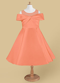 Azazie Shirin Flower Girl Dresses Sunset A-Line Off the Shoulder Matte Satin Dress image5