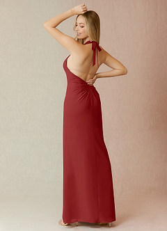 Azazie Yessi Final Sale Rust Sheath Pleated Chiffon Dress image2