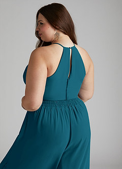 Azazie Kenzi Jurken voor bruidsmeisjes Jumpsuit van Chiffon Geplooid Inkt Blauw image10
