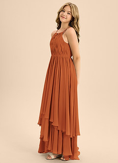 Azazie Elliora Junior Cinnamon A-Line Pleated Chiffon Dress image6