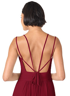 Azazie Farren Robes de demoiselle d'honneur Robe Trapèze Convertible en Mousseline de soie Plissée Bourgogne image8