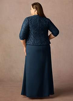 Azazie Cornelia Mother of the Bride Dresses Dark Navy Sheath Square Neckline Sequins Chiffon Dress image14