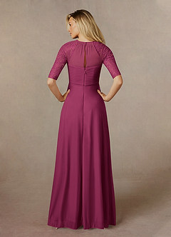 Azazie Raelyn Mother of the Bride Dresses Mulberry A-Line Lace Mesh Dress image7