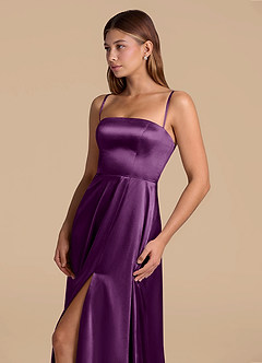 Azazie Wren 신부 들러리 드레스 A라인 스트랩리스 메탈릭 새틴 바닥 길이 드레스 image6