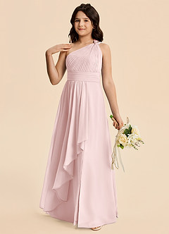 Azazie Skye Junior Abito A-Line in Chiffon Plissettato Rosa Rossore image3