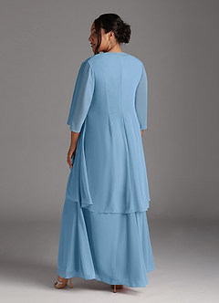 Azazie Manuella Mother of the Bride Dresses Steel Blue A-Line V-Neck Pleated Chiffon Dress image14