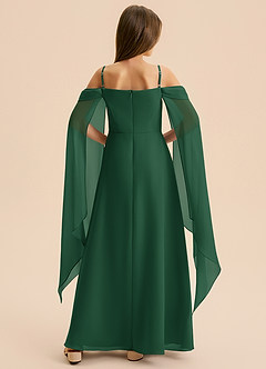 Azazie Moana Junior A-Linie Plissee Chiffon Kleid Dunkelgrün image5