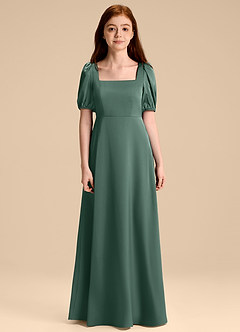 Azazie Briar Junior Robe Trapèze en Satin extensible Arc Eucalyptus image7