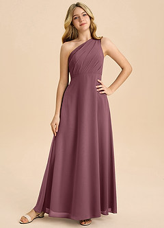 Azazie Phaedra Junior Robe Trapèze en Mousseline de soie Plissée Sangria image3