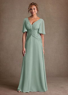 Azazie Milliat Mother of the Bride Dresses Agave A-Line Lace Chiffon Dress image4