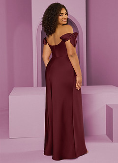 Barbie ♥ Azazie Vestidos de damas de honor Vestido de Cabernet de Satén Elástico de Corte Recto Convertible con Vestidos sin tirantes image9