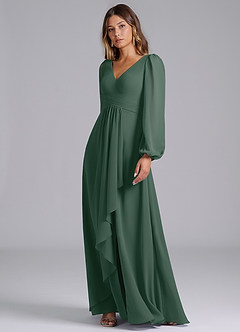 Azazie Omari Bridesmaid Dresses Sea Moss A-Line Long Sleeve Chiffon Dress image4