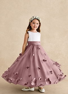 Azazie Vi Flower Girl Dresses Dusty Rose A-Line Sleeveless Tulle Dress image8