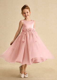 Azazie Lux Flower Girl Dresses Rosette A-Line Beaded Tulle Dress image1