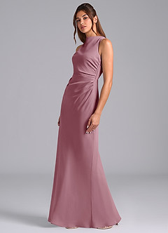 Azazie Evadne Bridesmaid Dresses Vintage Mauve A-Line Pleated Chiffon Dress image1