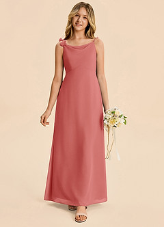 Azazie Gumdrop Junior Antique Rose Empire Pleated Chiffon Dress image3